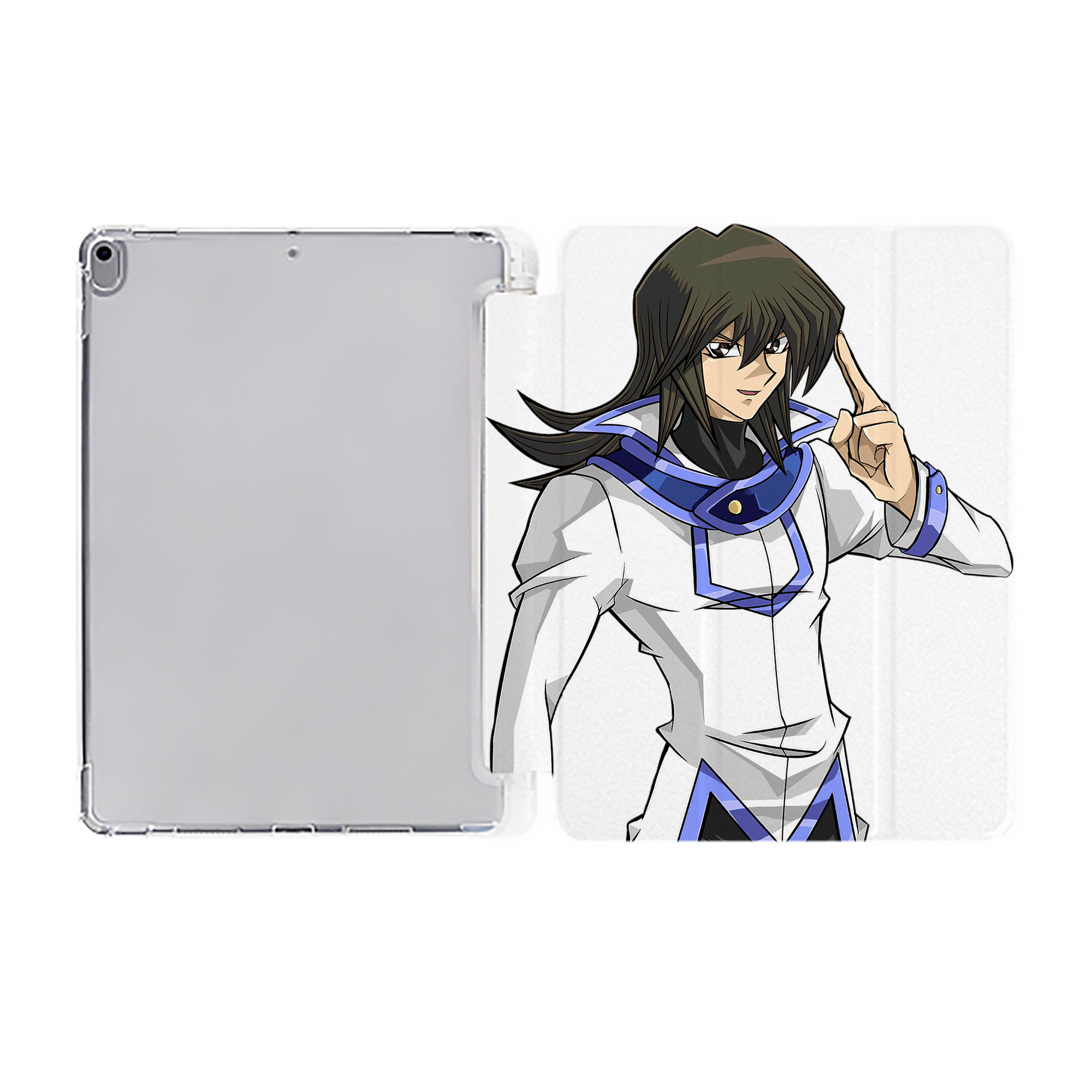 （画像用） 遊☆戯☆王 Yu-Gi-Oh! IPad ケース ペン収納付き 三つ折りスタンド PUレザー×シリコン 対応機種9.5/10.5/10.9インチ